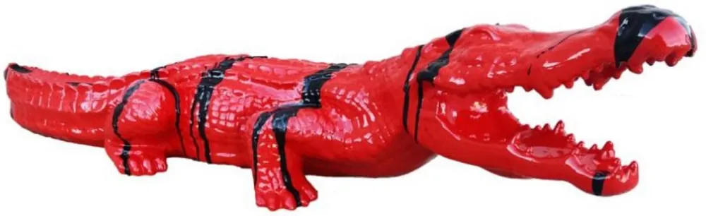 Casa Padrino luxury decorative sculpture crocodile red / black 108 cm - Weatherproof garden sculpture - XXL decorative sculpture - XXL decorative figure - Animal figure - Garden decoration Meistverkauft