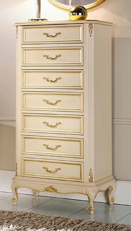 Sonderangebot Casa Padrino Luxury Baroque Chest of Drawers Cream / Gold - Handmade Baroque Style Solid Wood Chest of 7 Drawers - Handcrafted Italian Baroque Furniture - Luxury Quality - Made in Italy