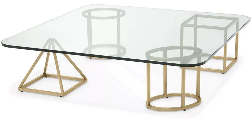 Casa Padrino luxury brass coffee table 120 x 120 x H. 30 cm - Square living room table with glass top - Living room furniture - Luxury furniture - Living room furnishings - Luxury furnishings Must-Have