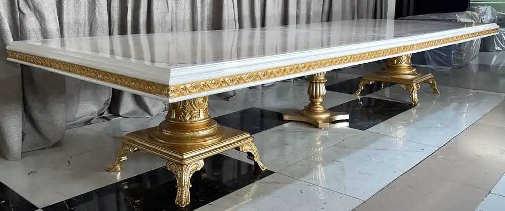 Casa Padrino luxury baroque dining table cream / white / gold - Huge dining room table - Dining room furniture in baroque style - Baroque furniture - Baroque furnishings - Noble & Magnificent Preisreduziert