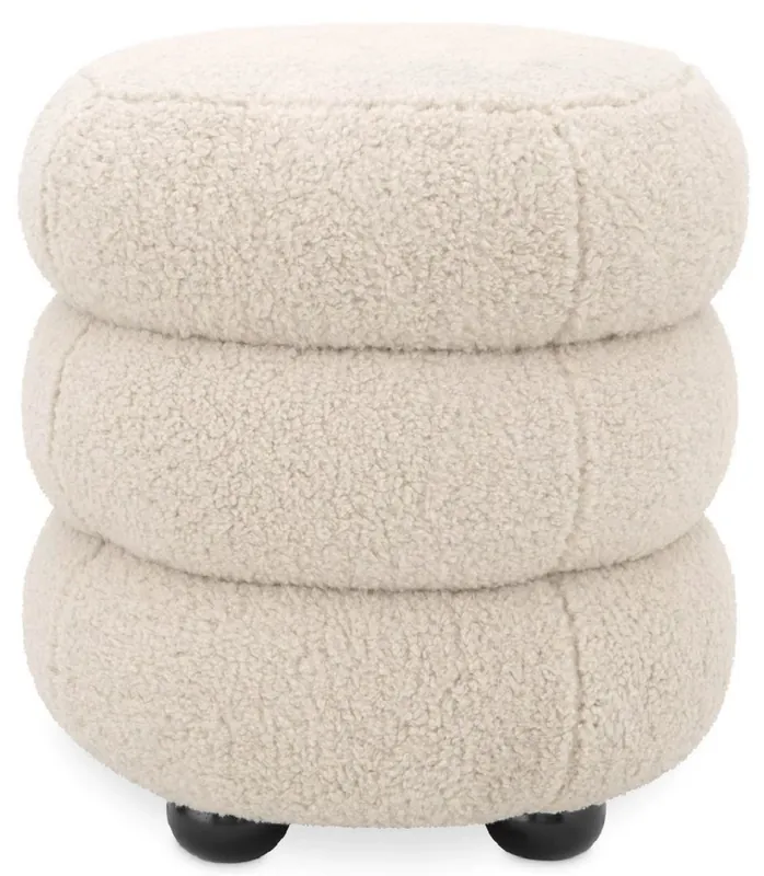 Casa Padrino luxury stool cream / black Ø 43 x H. 49.5 cm - Round living room stool - Upholstered round stool - Living room furniture - Luxury furniture - Luxury furnishings - Furniture luxury Markenware