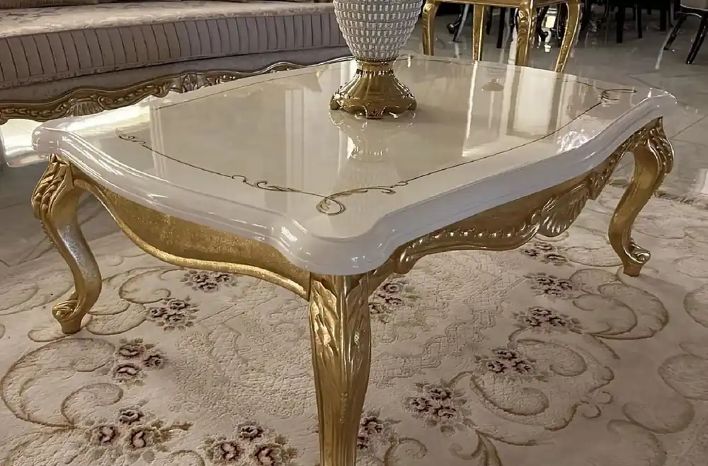 Casa Padrino luxury baroque coffee table white / gold - Living room table in baroque style - Baroque style furniture - Baroque furnishings - Luxury furniture in baroque style Markenware