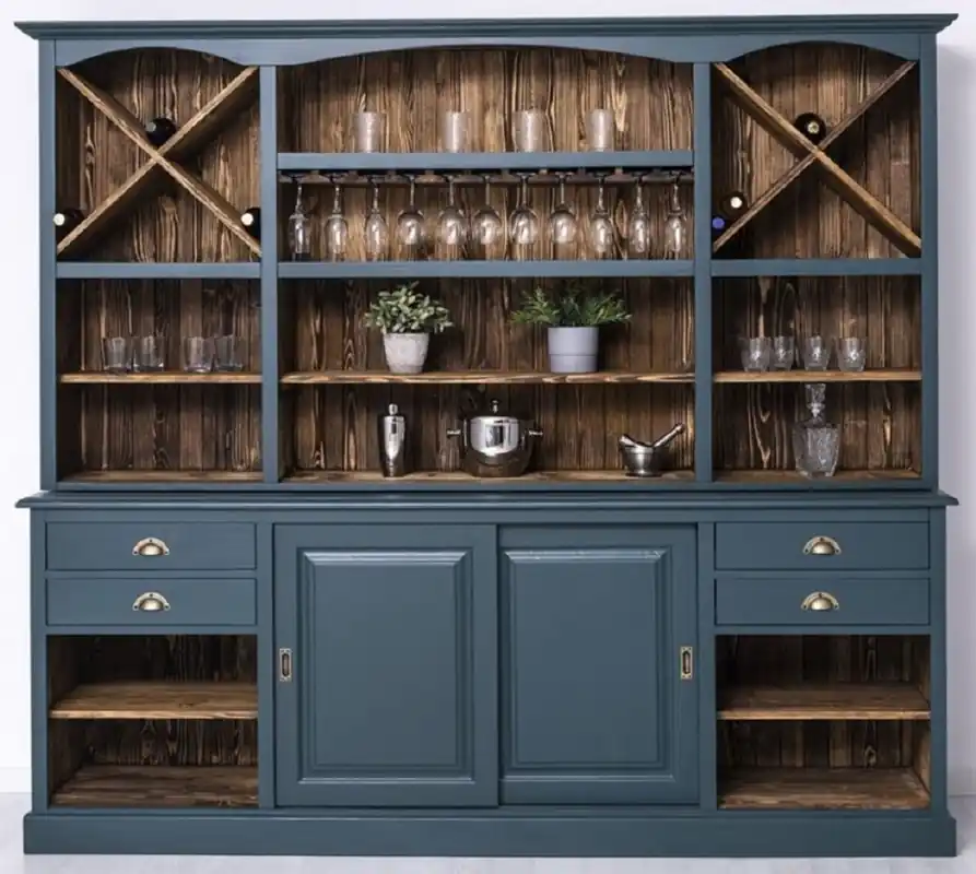 Casa Padrino country style bar cabinet blue / dark brown 240 x 50 x H. 210 cm - Wine cabinet in country style - Country style furniture - Bar furniture in country style - Country style furnishings Jetzt Kaufen