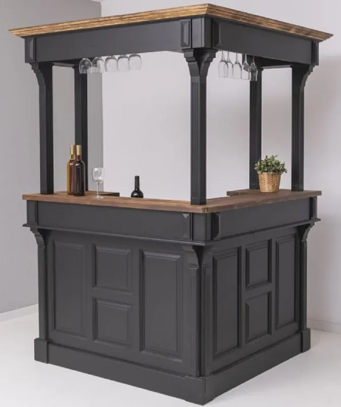 Preis Gesenkt Casa Padrino country style bar counter black / dark brown 148 x 148 x H. 210 cm - Solid wood counter table - Solid wood bar furniture - Bar furniture in country style - Country style furnishings