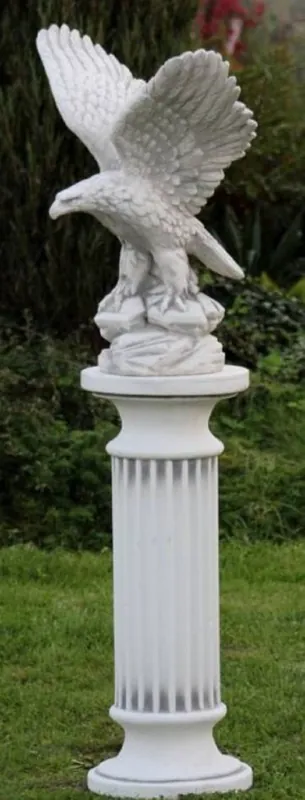 Casa Padrino baroque pillar with eagle white / gray 60 x 40 x H. 134 cm - Garden Pillar Baroque Style - Garden Decoration Stone Pillar with Sculpture - Baroque Garden Decoration Accessories Schnäppchen