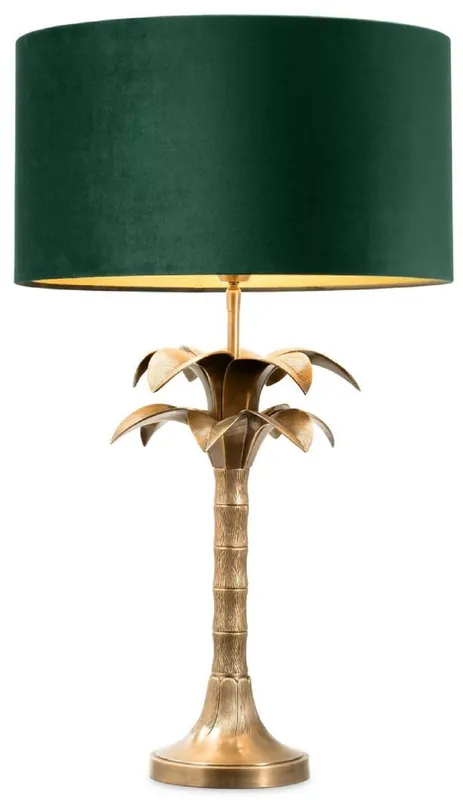 Online Kaufen Casa Padrino luxury table lamp palm tree vintage brass / green Ø 45 x H. 76 cm - Desk lamp in palm tree design - Luxury table lamps - Luxury furniture - Luxury quality