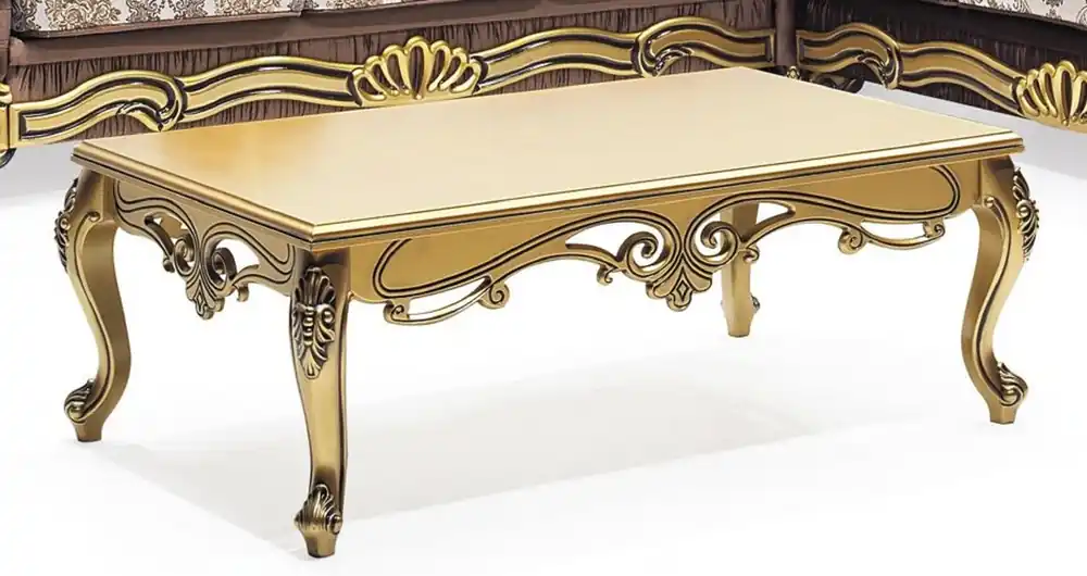 Casa Padrino luxury baroque coffee table gold - Rectangular solid wood living room table in baroque style - Baroque furniture - Luxury furniture in baroque style - Baroque furnishings Angebot
