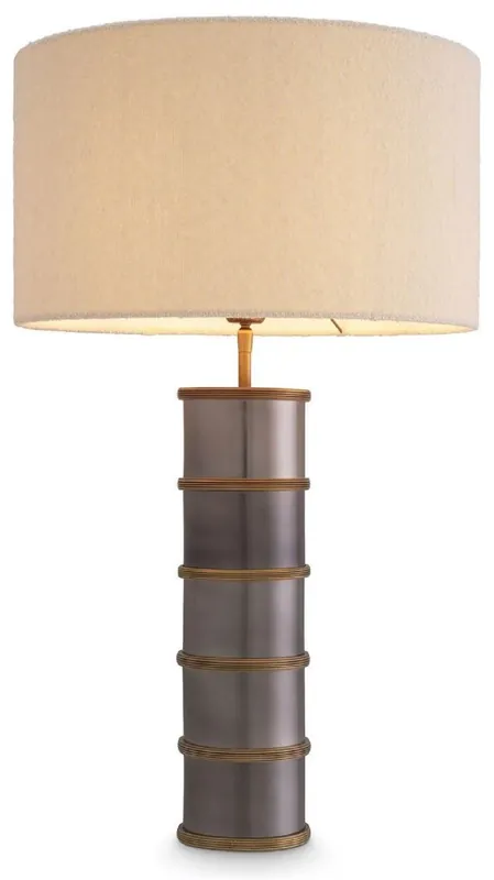 Casa Padrino luxury table lamp palm tree vintage brass / black nickel / cream Ø 45 x H. 76 cm - Round desk lamp - Luxury table lamps - Luxury furniture - Luxury quality Neue Ware