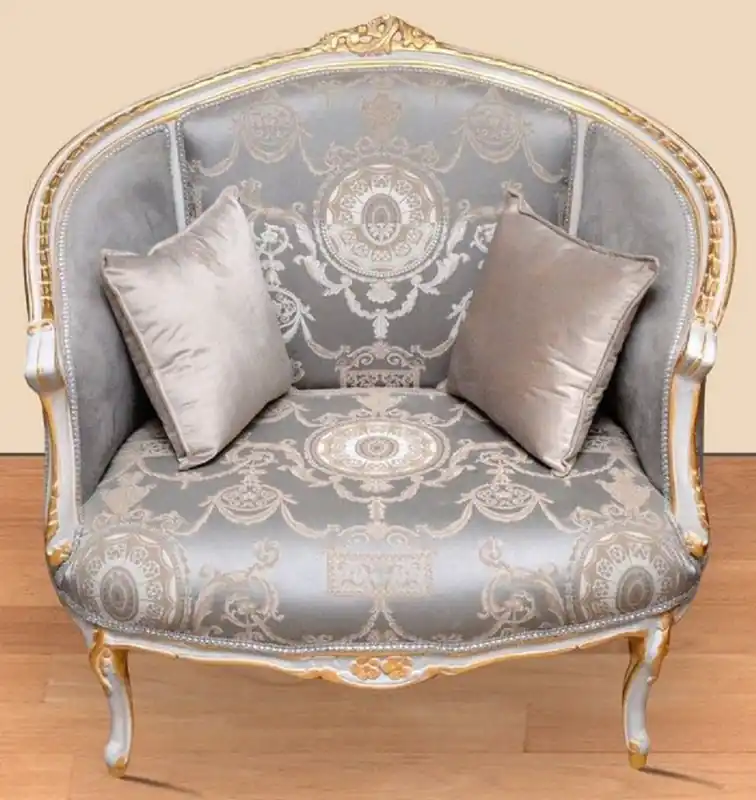 Casa Padrino baroque armchair with elegant pattern gray / beige / white / gold - Baroque style living room armchair - Baroque style living room furniture - Baroque furniture - Baroque furnishings Jetzt Bestellen