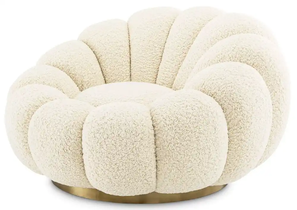 Sonderangebot Casa Padrino luxury swivel armchair cream / brass 115 x 118 x H. 67 cm - Living room armchair - Lounge armchair - Living room furniture - Luxury furniture - Living room interior - Luxury furnishings