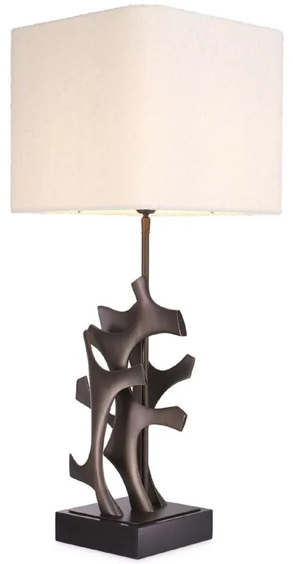 Neuheit Casa Padrino luxury table lamp bronze / black / cream 35 x 35 x H. 85.5 cm - Desk lamp with square lampshade - Luxury table lamps - Luxury desk lamps - Luxury lights - Luxury desk lights