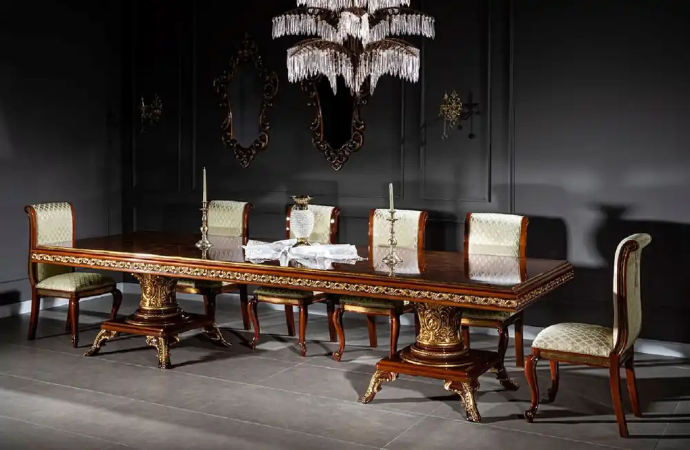 Casa Padrino luxury baroque dining room set brown / gold - 1 Baroque Dining Table & 10 Baroque Dining Chairs - Baroque dining room furniture - Luxury furniture in the baroque style Wochenendangebot