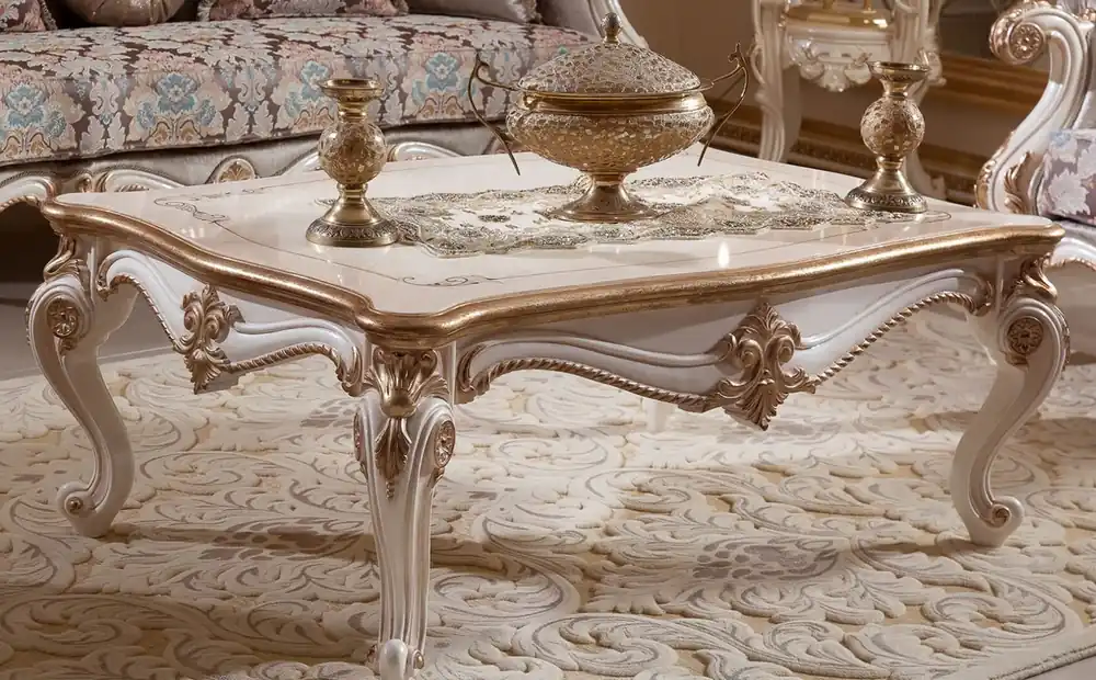 Kracherpreis Casa Padrino luxury baroque coffee table white / beige / gold - Magnificent living room table in baroque style - Living room furniture baroque style - Baroque furniture - Baroque furnishings