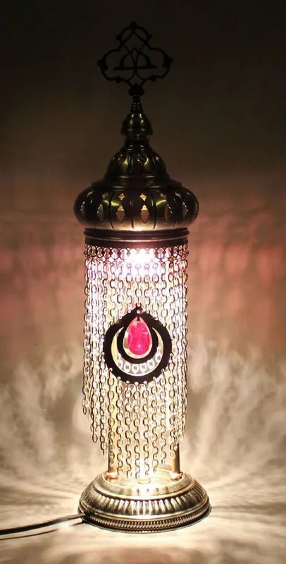 Abverkauf Casa Padrino Luxury Table Lamp Bronze / Pink Ø 20 x H. 75 cm - Round Desk Lamp - Designer Deco Table Lamps - Luxury Table Lamps - Luxury Deco Lamps
