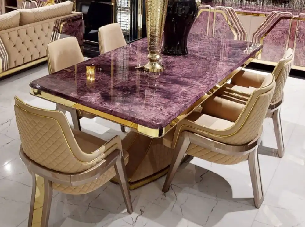 Casa Padrino luxury Art Deco dining room chair set with armrests beige / gray / gold - Kitchen chairs set of 6 - Luxury dining room furniture - Art Deco furniture - Luxury Art Deco interior Günstig