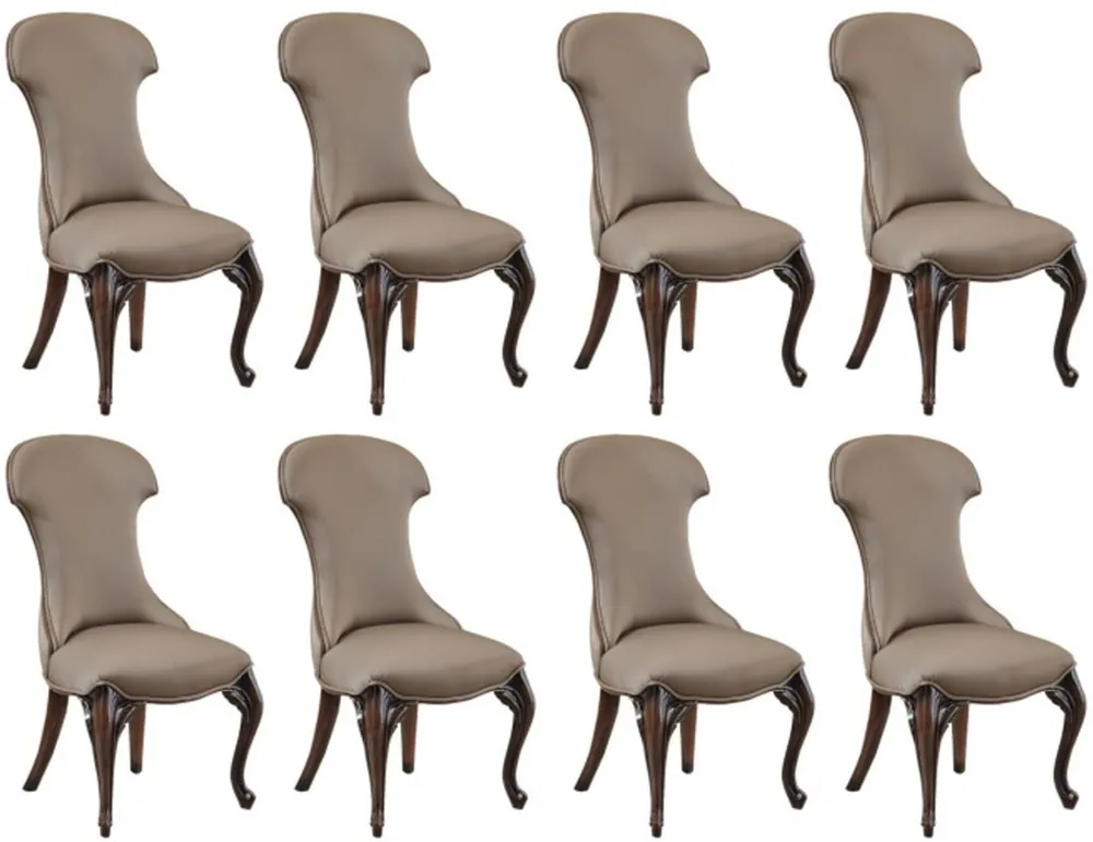 Casa Padrino luxury baroque dining chair set of 8 gray / dark brown - Magnificent baroque dining room chairs - Baroque dining room furniture - Luxury dining room furniture in baroque style Letzte Chance