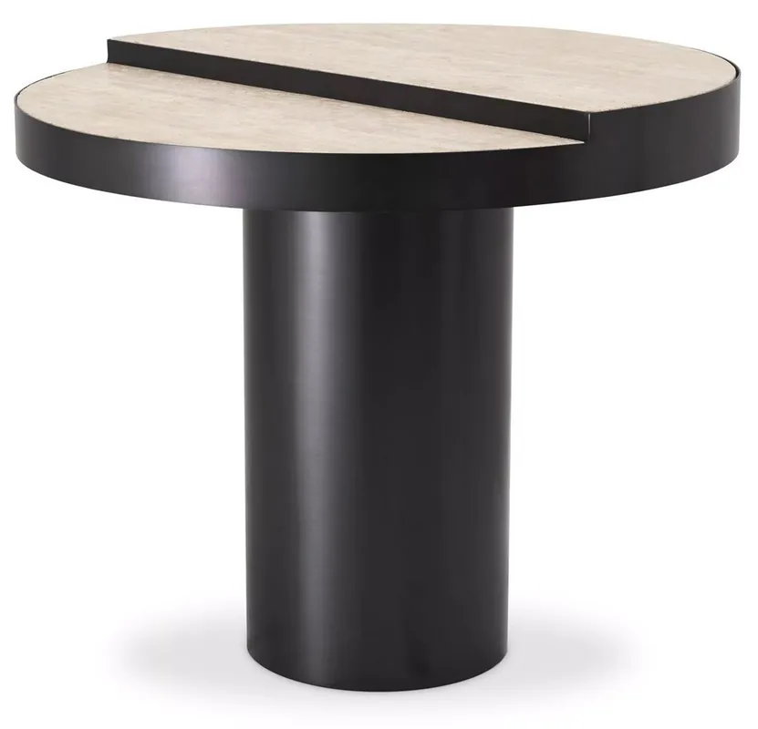 Sonderangebot Casa Padrino luxury side table bronze / beige Ø 55 x H. 47 cm - Round stainless steel table with 2 travertine table tops - Living room furniture - Luxury furniture - Luxury furnishings