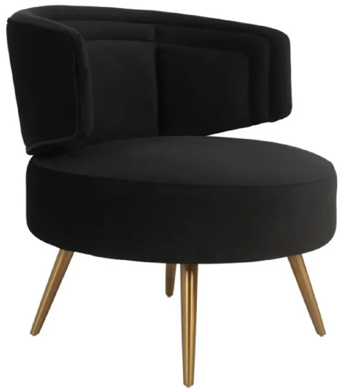 Mega-Angebot Casa Padrino luxury velvet armchair black / brass 71 x 73 x H. 73 cm - Living room armchair - Hotel armchair - Luxury living room furniture - Living room furnishings - Luxury furnishings