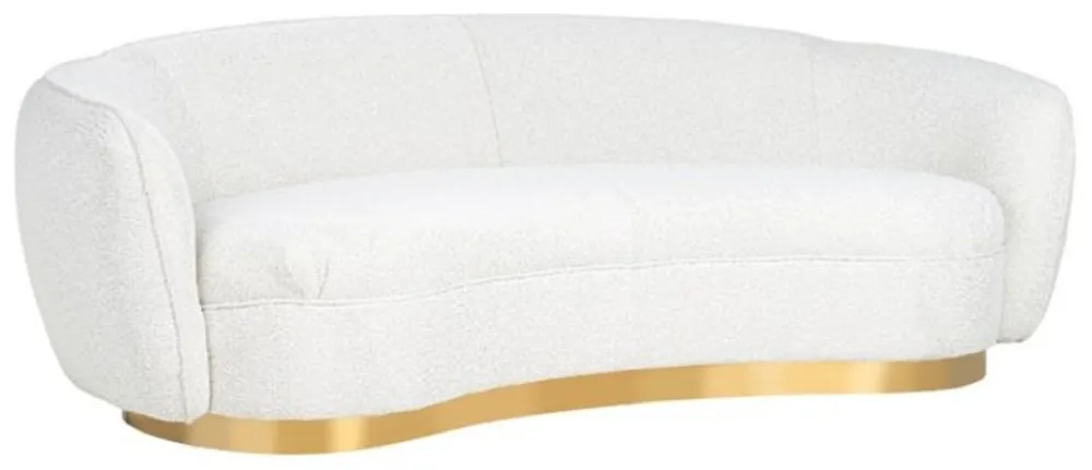Rabatt Casa Padrino luxury sofa white / gold 221 x 98 x H. 72 cm - Curved living room sofa - Living room furniture - Living room furnishings - Luxury furniture - Luxury furnishings - Furniture luxury