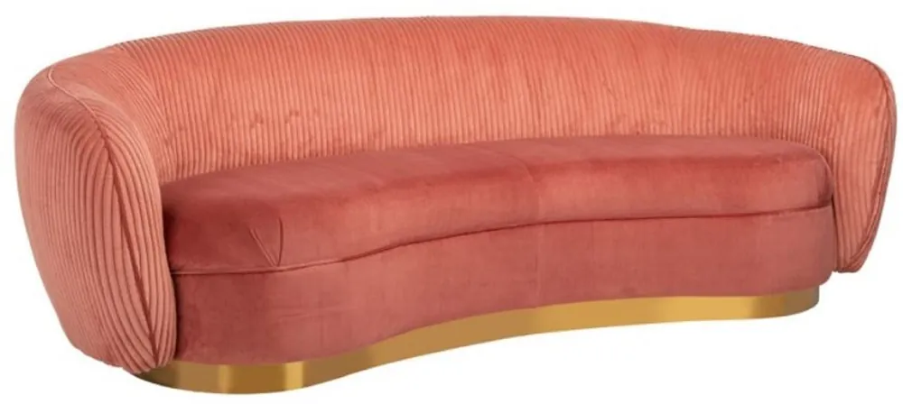 Casa Padrino luxury sofa pink / gold 221 x 98 x H. 72 cm - Curved living room sofa - Living room furniture - Living room furnishings - Luxury furniture - Luxury furnishings - Furniture luxury Knallerangebot