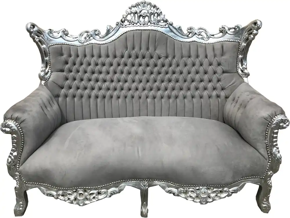 Casa Padrino Baroque 2 seater sofa Gray / Silver - Antique style furniture Meistverkauft