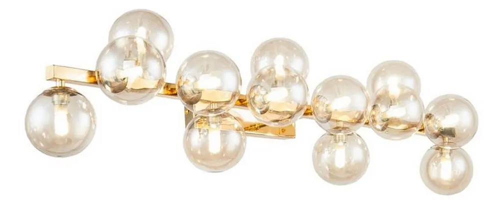 Casa Padrino Designer Wall Lamp Gold / Amber 95 x 23 x H. 24 cm - Modern Wall Light with Spherical Lampshades Echt