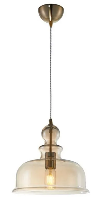 Billig Casa Padrino hanging lamp bronze / amber Ø 29.7 x H. 29.9 cm - Pendant Lamp with Round Glass Lampshade