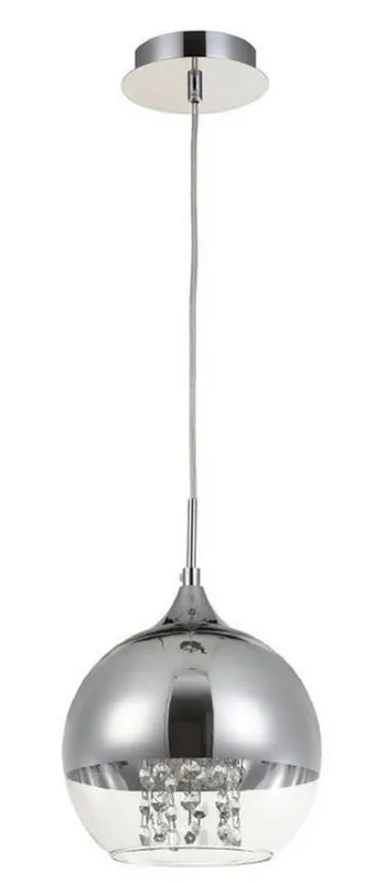 Wochenendangebot Casa Padrino hanging lamp silver Ø 20 x H. 17.5 cm - Hanging Lamp with Round Lampshade and Finest Crystal Hangings