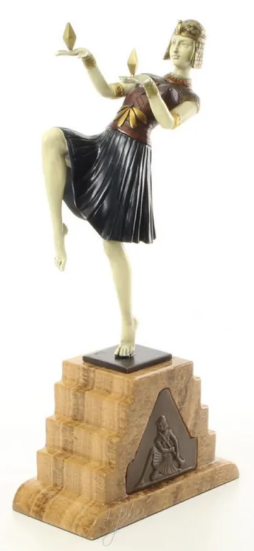 Zertifiziert Casa Padrino luxury bronze figure egyptian dancer multicolor / beige 17 x 9 x H. 37 cm - Deco Bronze Sculpture with Base