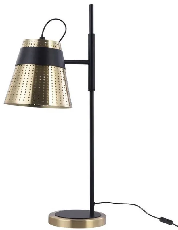 Schneller Versand Casa Padrino Table Lamp Antique Gold / Black 17.5 x 26 x H. 55.5 cm - Modern Table Light with Perforated Metal Lampshade
