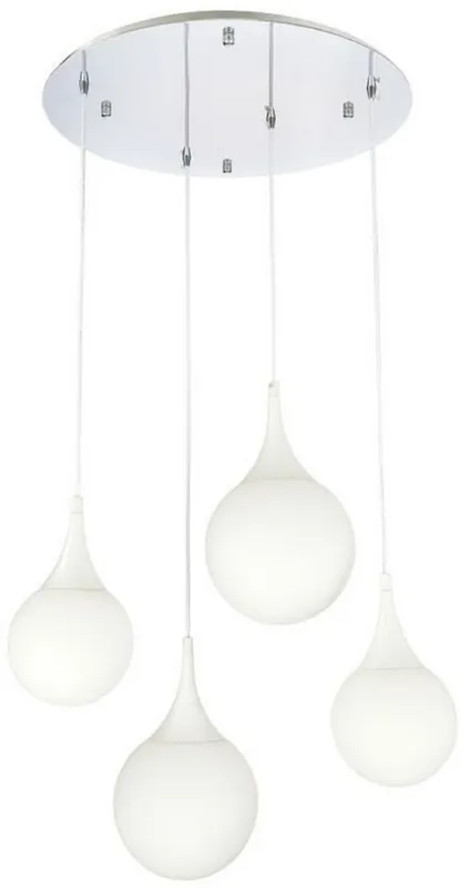 Casa Padrino LED pendant lamp silver / white Ø 52.5 x H. 150 cm - Hanging Lamp with Frosted Glass Lampshades Echt