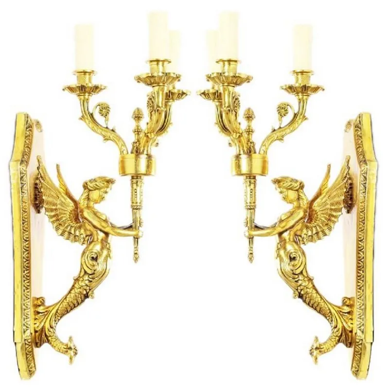 Casa Padrino baroque wall candle holder set gold 20 x 20 x H. 50 cm - Baroque Decoration Accessories Neuheit