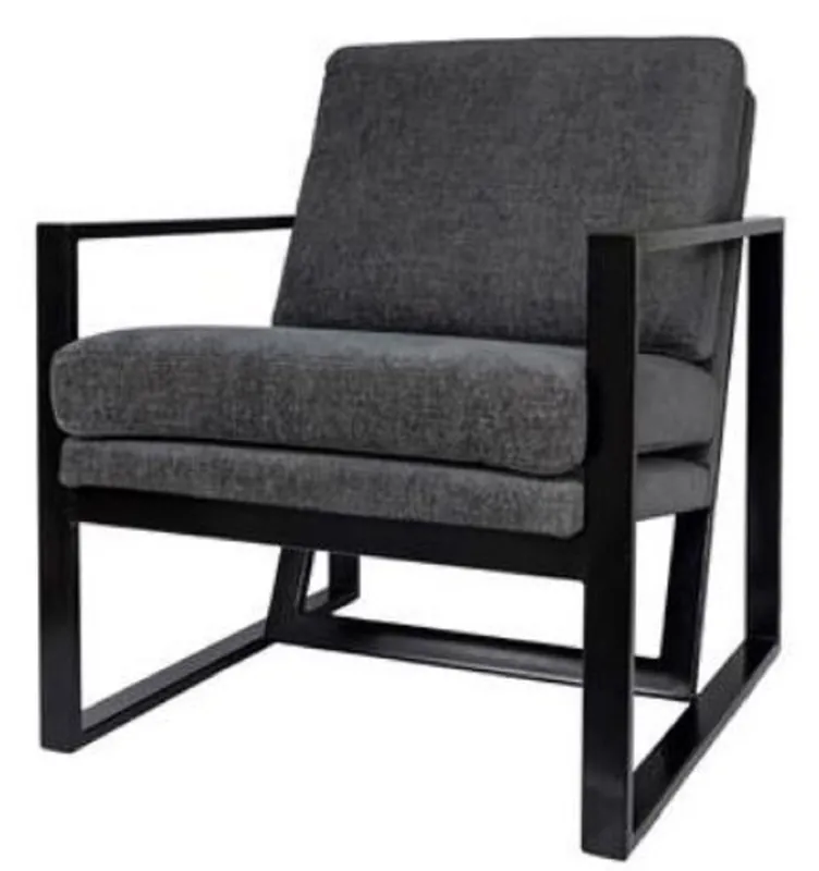 Casa Padrino luxury club armchair with metal frame gray / black 80 x 70 x H. 85 cm - Hotel Furniture Sonderangebot