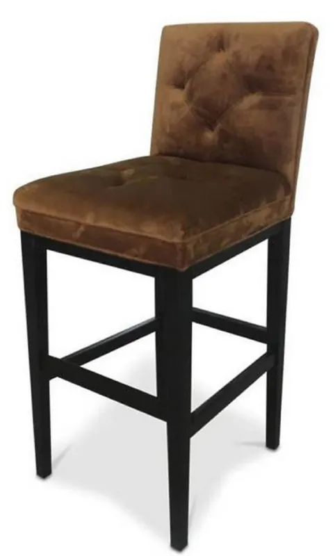 Highlight Casa Padrino Luxury Bar Chair Dark Brown / Black 47 x 58 x H. 108 cm - Handmade Chesterfield Bar Stool