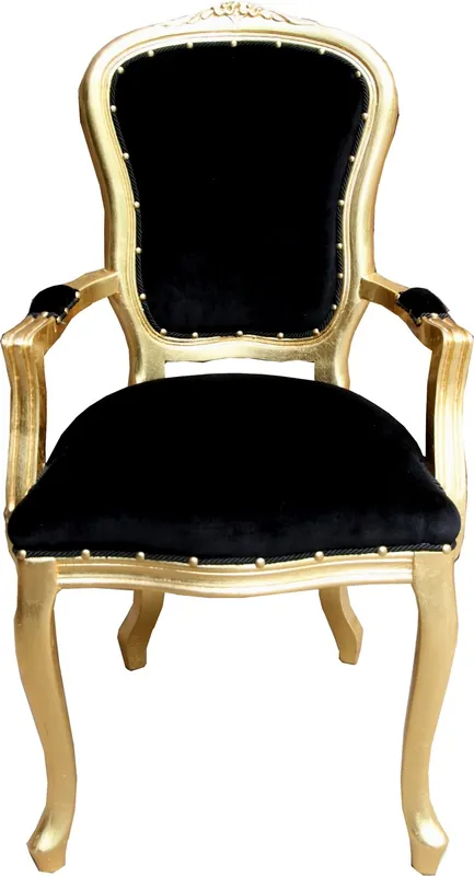 Casa Padrino Baroque luxury dining chair with armrests Black / Gold Saisonangebot