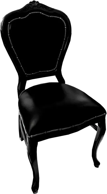 Casa Padrino Baroque Luxury Real Leather Dining Chair Black / Black - Handmade furniture with genuine leather Versand Am Gleichen Tag