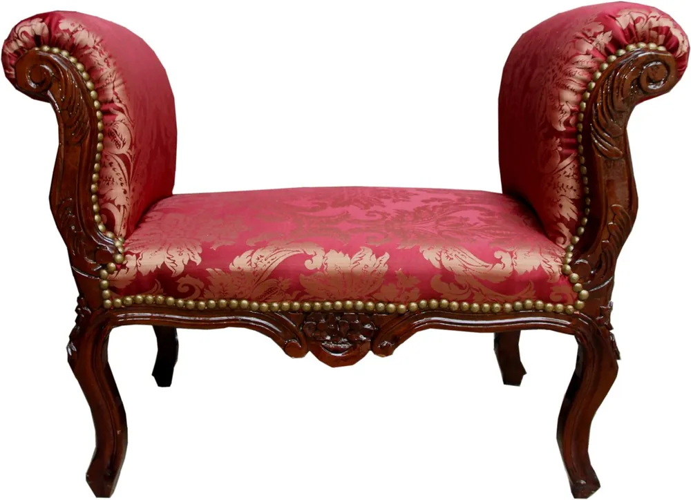 Meistverkauft Casa Padrino Baroque Footstool Stool Bordeaux Pattern / Brown - Bench Furniture