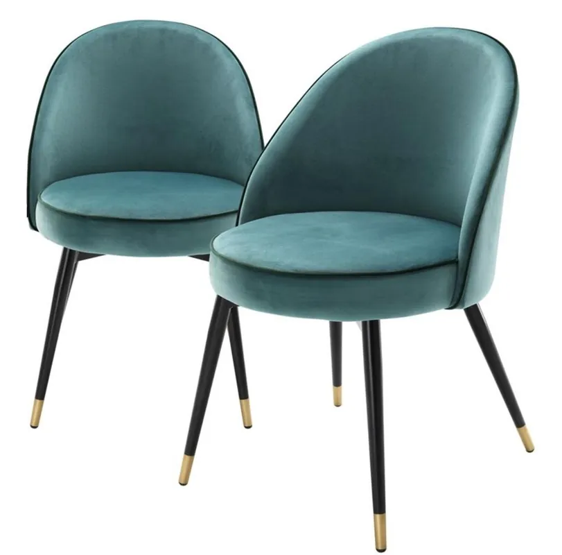 Casa Padrino Luxury Dining Chair Set Turquoise / Black / Brass 55 x 64 x H. 83 cm - Dining Room Furniture - Luxury Collection Saisonangebot