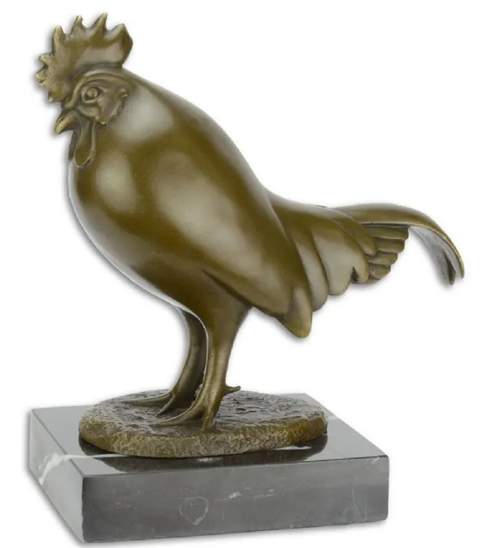 Jetzt Bestellen Casa Padrino Luxury Bronze Figure Rooster Bird Bronze / Black 11 x 19.4 x H. 21.3 cm - Living Room Decorative Sculpture