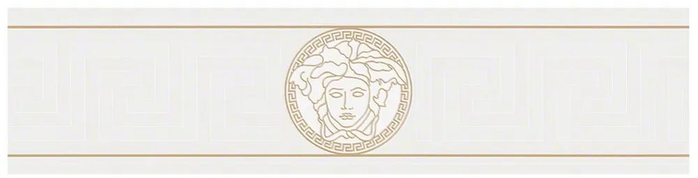 Must-Have Versace Designer Baroque Non-Woven Wallpaper Greek 935223 White / Gold - Border - Design Wallpaper - Luxury Quality