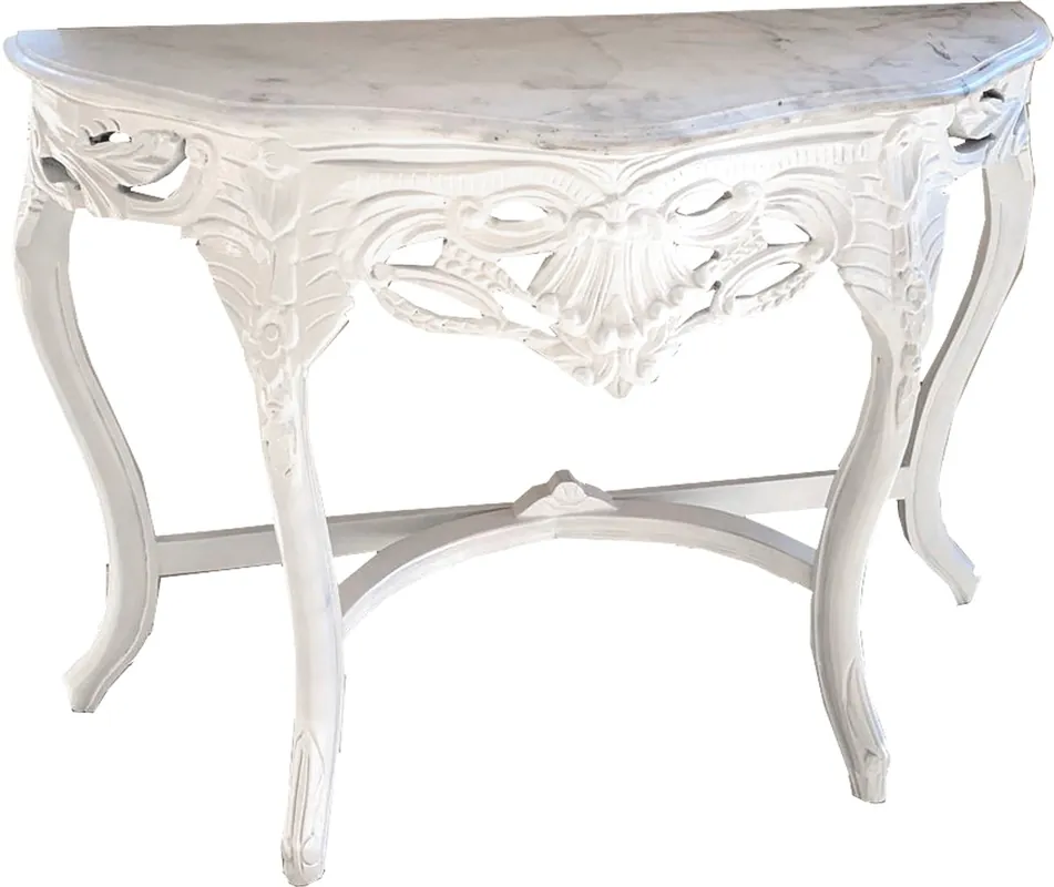 Casa Padrino Baroque console table white with white marble top - console furniture antique style Saisonangebot