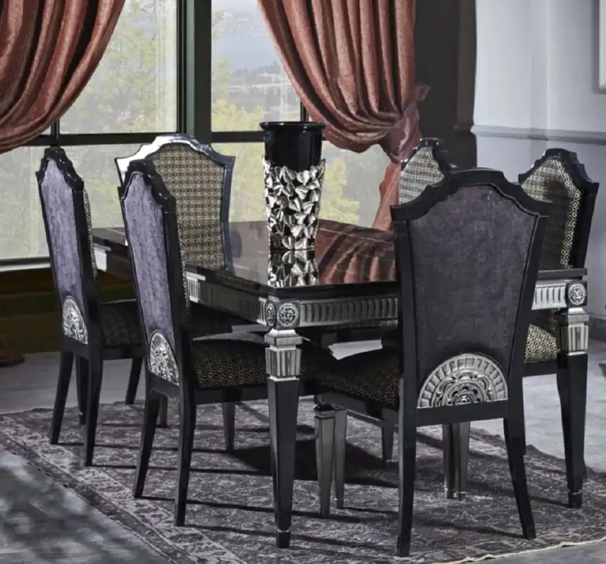 Casa Padrino Luxury Baroque Dining Set - Dining Table and 6 Dining Chairs - Dining Room Furniture in Baroque Style Neue Kollektion