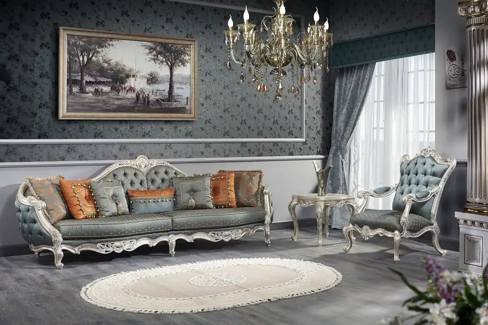 Schneller Versand Casa Padrino Luxury Baroque Living Room Set - 1 Chesterfield Sofa & 1 Chesterfield Throne Armchair & 1 Side Table - Baroque Living Room Furniture