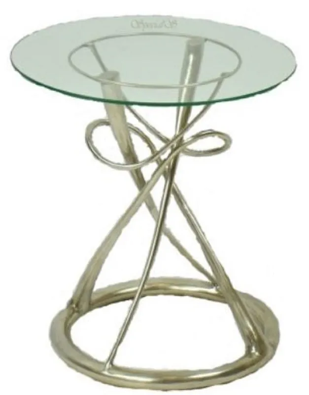 Casa Padrino designer dining table silver Ø 71 x H. 70 cm - Round Dining Room Table with Glass Top - Luxury Quality Top-Angebot
