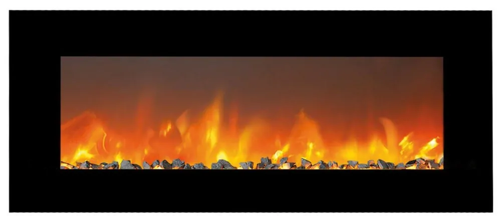 Versand Am Gleichen Tag Casa Padrino Luxury LED Electric Fireplace Black 127 x 14 x H. 46.5 cm - Modern Wide Wall Fireplace with Touch Screen & Remote Control