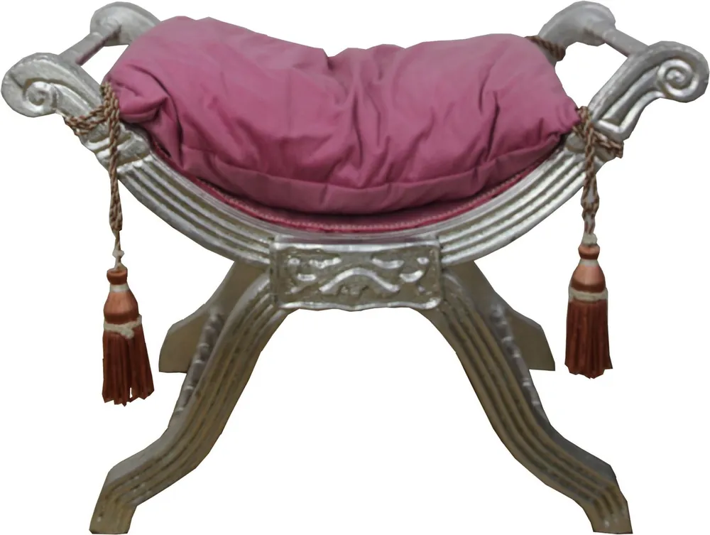Expressversand Casa Padrino Baroque stool - cross stool pink / silver - furniture