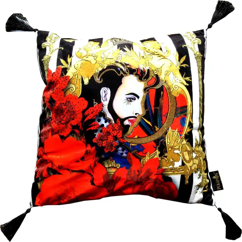 Sichere Zahlung Harald Glööckler Designer Cushion Pompöös by Casa Padrino Face with Rhinestones - Art Collection -