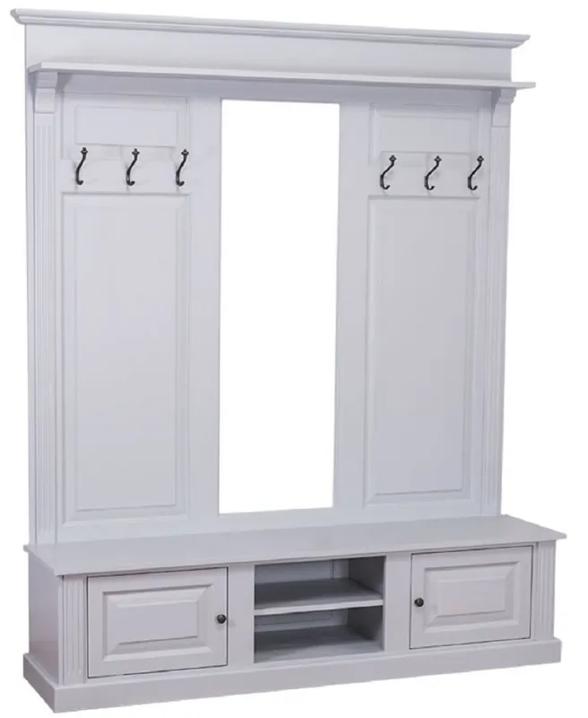 Casa Padrino Country Style Wardrobe Gray 180 x 41 x H. 210 cm - Solid Wood Wardrobe with Mirror - Country Style Wardrobe Furniture Markenware