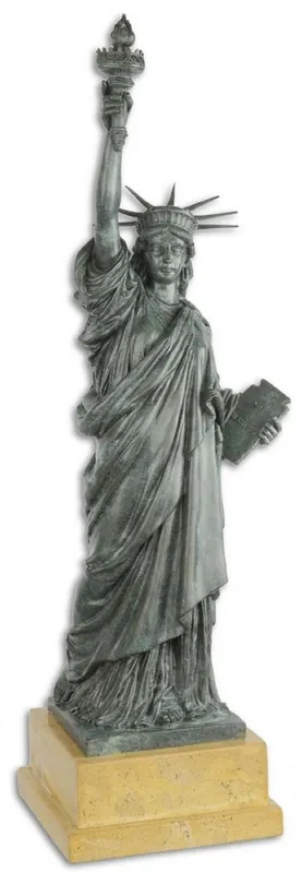 Online Kaufen Casa Padrino Luxury Bronze Figure Statue of Liberty Gray / Beige 20.2 x 17 x H. 61.5 cm - Bronze Sculpture with Marble Base - Deco Figure