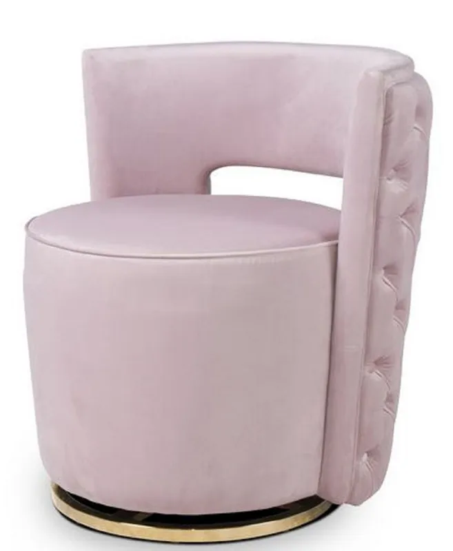 Preiswert Casa Padrino Luxury Chesterfield Swivel Armchair Pink 65 x 58 x H. 69 cm - Velvet Armchair - Luxury Furniture